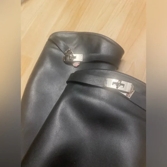 Black Knee-High rain Boots - Picture 9 of 16